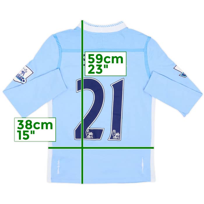 2011-12 Manchester City Home L/S Shirt Silva #21 - 7/10 - (M.Boys)