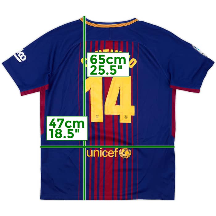 2017-18 Barcelona Home Shirt Coutinho #14 - 6/10 - (XL.Boys)