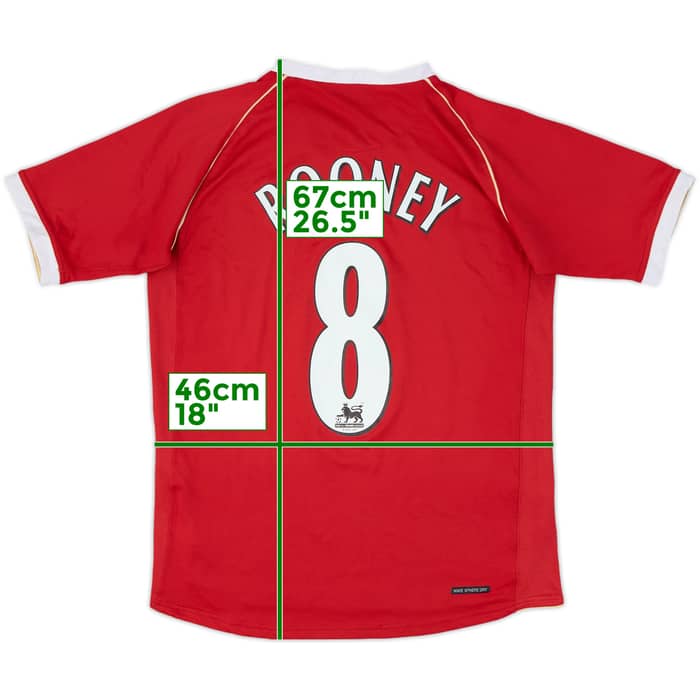 2006-07 Manchester United Home Shirt Rooney #8 - 7/10 - (XL.Boys)