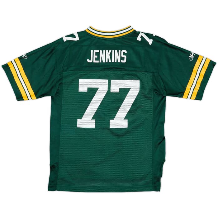 2008-10 Green Bay Packers Jenkins #77 Reebok On Field Home Jersey - 8/10 - (L.Boys)