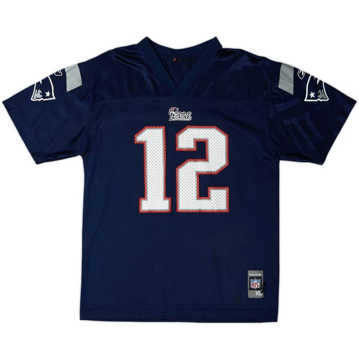 2005-06 New England Patriots Brady #12 Reebok Replica Home Jersey - 6/10 - (XL.Boys)