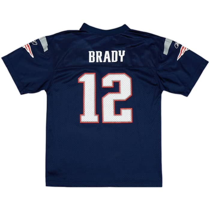 2005-06 New England Patriots Brady #12 Reebok Replica Home Jersey - 6/10 - (XL.Boys)