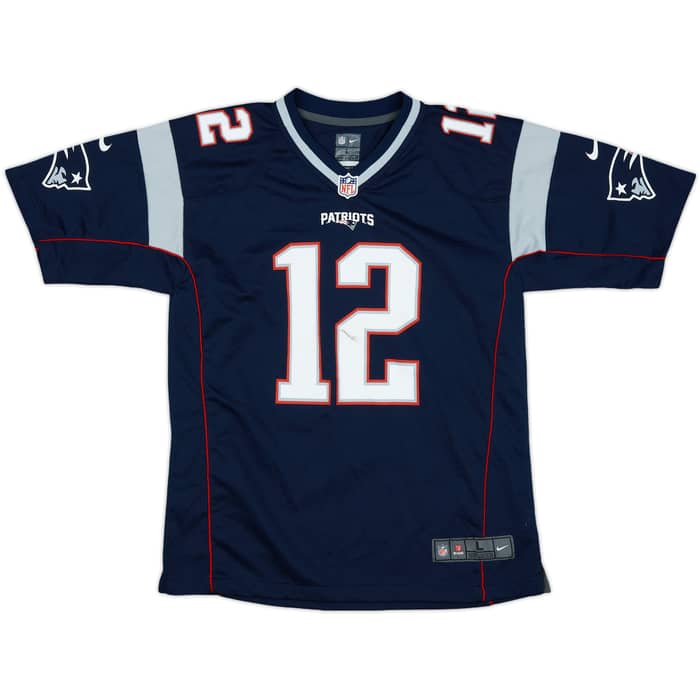 2012-19 New England Patriots Brady #12 Nike Game Home Jersey - 6/10 - (L.Boys)