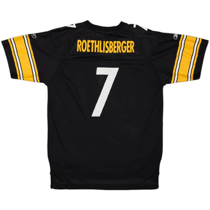 2005-06 Pittsburgh Steelers Roethlisberger #7 Reebok On Field Home Jersey - 7/10 - (XL.Boys)