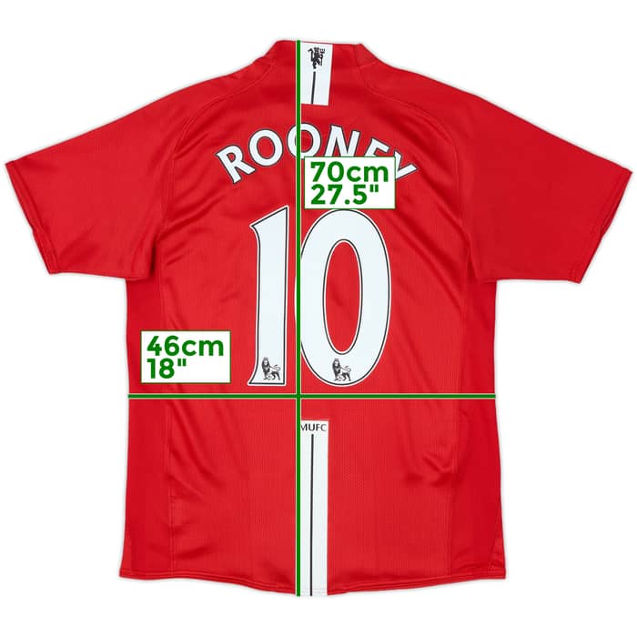2007-09 Manchester United Home Shirt Rooney #10 - 6/10 - (S)