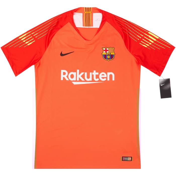 2018-19 Barcelona Player Issue GK S/S Shirt L