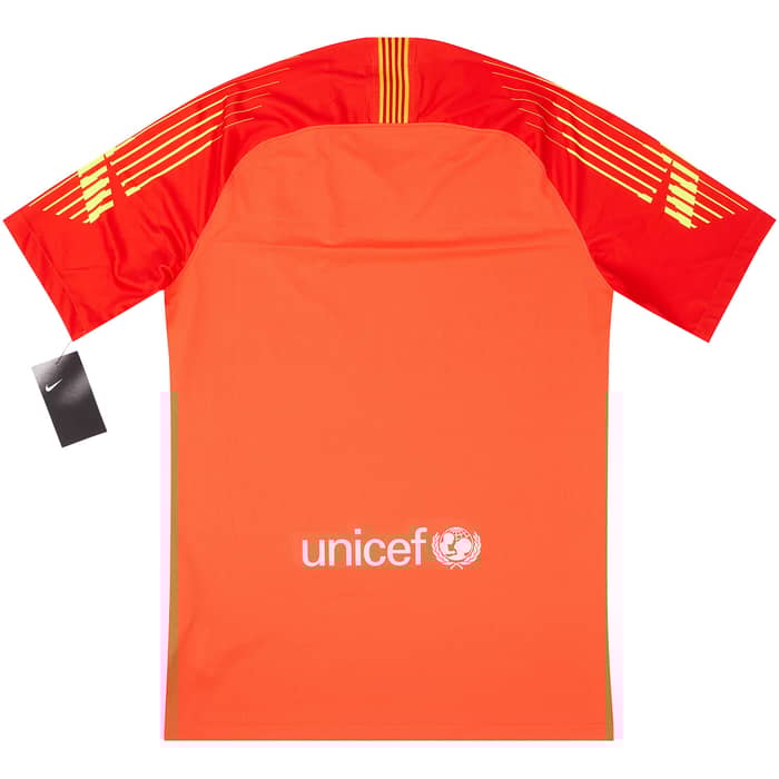 2018-19 Barcelona Player Issue GK S/S Shirt L