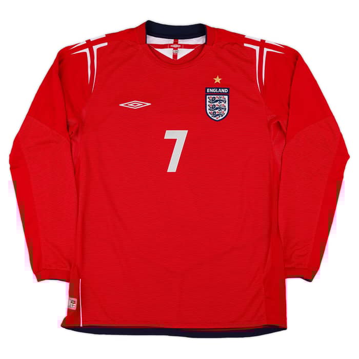 2004-06 England Maillot Extérieur ML Beckham #7 - 8/10 - (S)