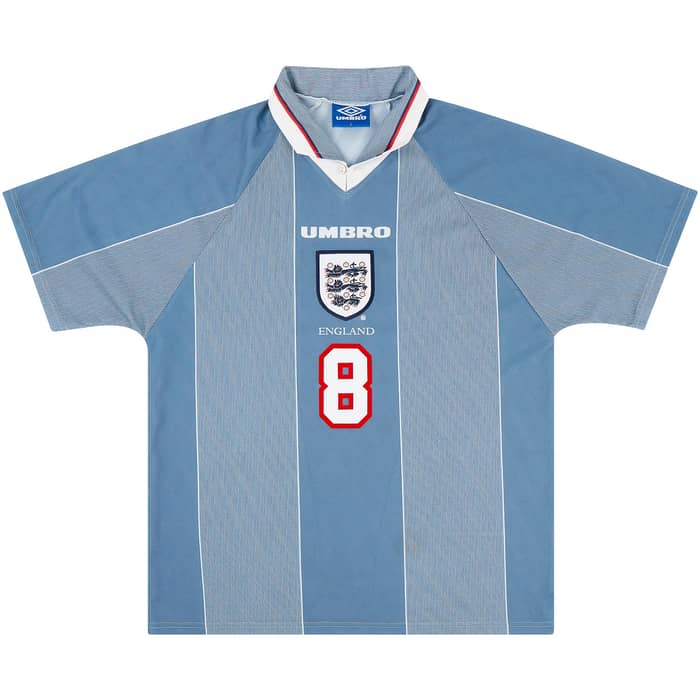 1996-97 England Away Shirt Gascoigne #8 - 8/10 - (L)