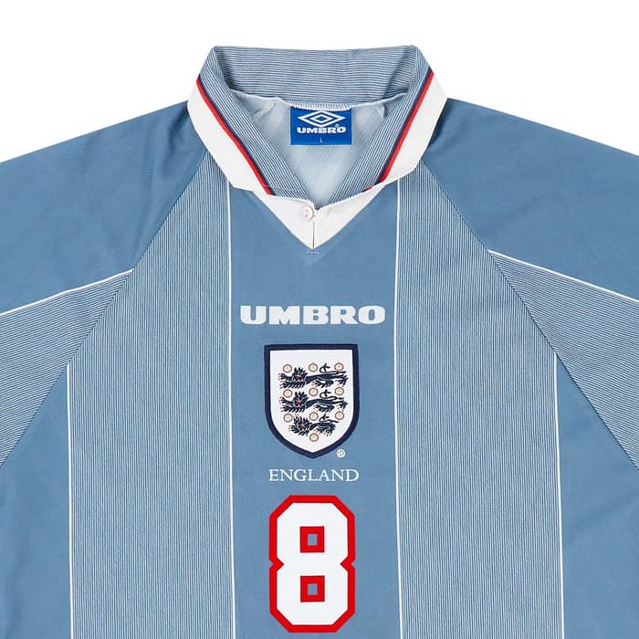 1996-97 England Away Shirt Gascoigne #8 - 8/10 - (L)