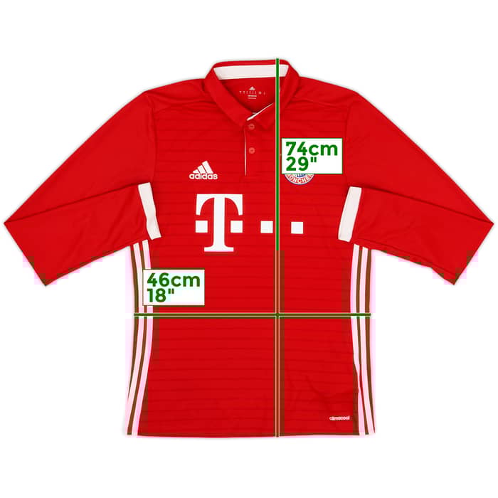 2016-17 Bayern Munich Home L/S Shirt - 8/10 - (S)
