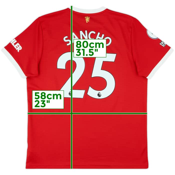 2021-22 Manchester United Home Shirt Sancho #25 - 7/10 - (XL)
