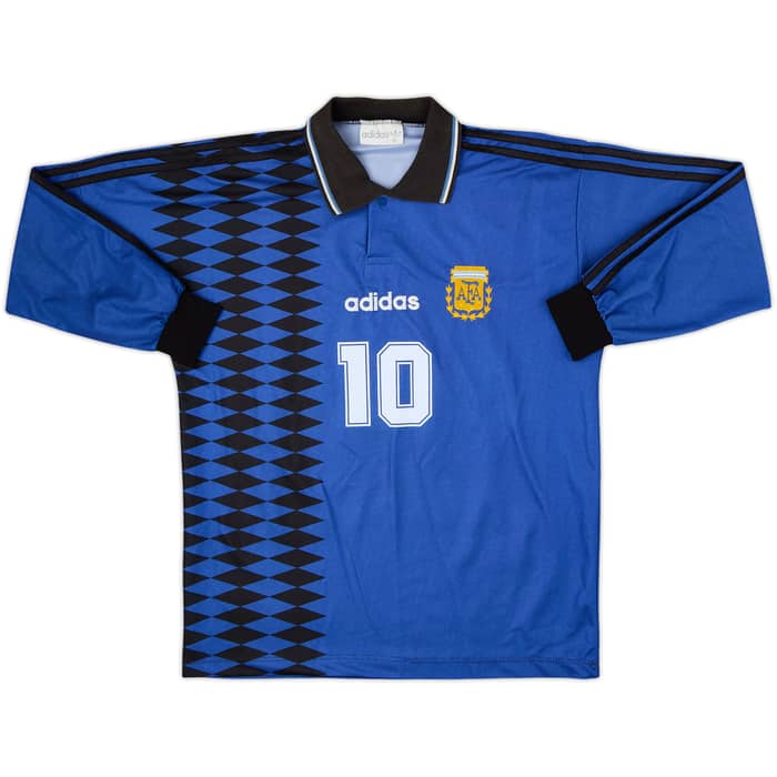 1994-97 Argentina Away L/S Shirt Maradona #10 - 8/10 - (M)
