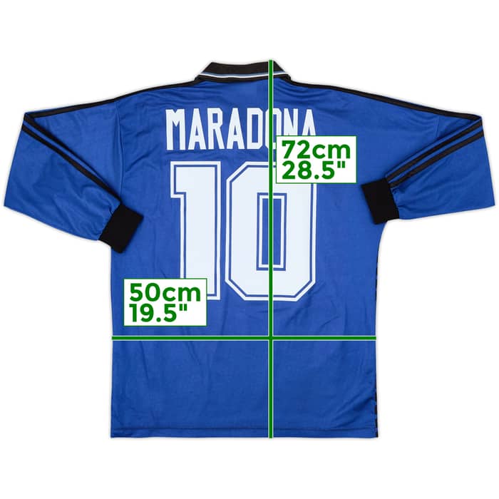 1994-97 Argentina Away L/S Shirt Maradona #10 - 8/10 - (M)