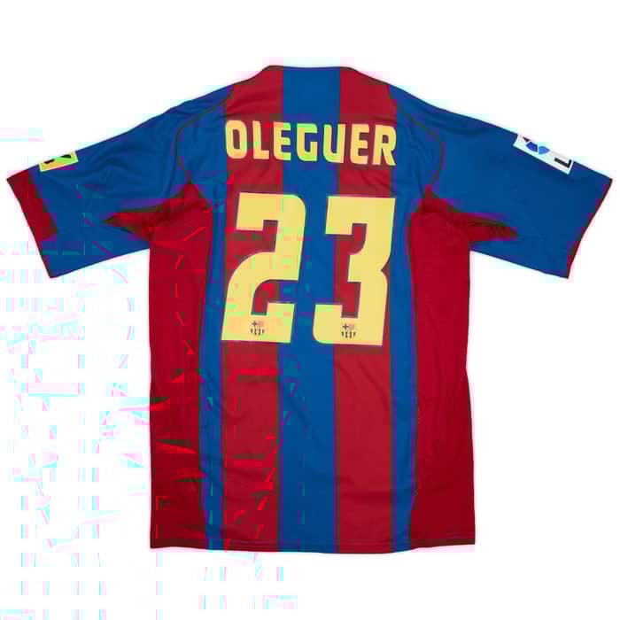 2004-05 Barcelona Match Worn Home Shirt Oleguer #23