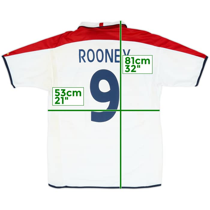 2003-05 Inglaterra Camiseta Local Rooney #9 - 5/10 - (XL)