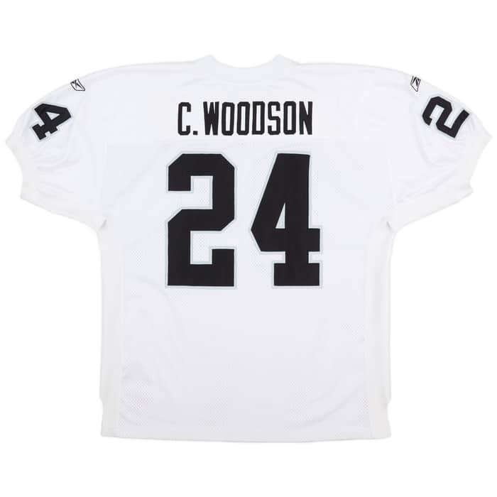 2002-04 Oakland Raiders C. Woodson #24 Reebok Authentic Away Jersey (Very Good) XXL