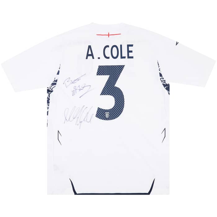 2009 England Match Issue Signed Home Shirt A.Cole #3 (v Spain)
