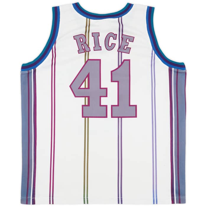 1997-99 Charlotte Hornets Rice #41 Champion Home Jersey - 5/10 - (L)