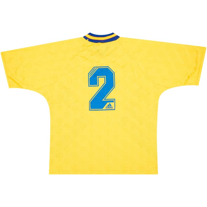 1995 Sweden Match Worn Umbro Cup Home Shirt #2 (Sundgren) v England