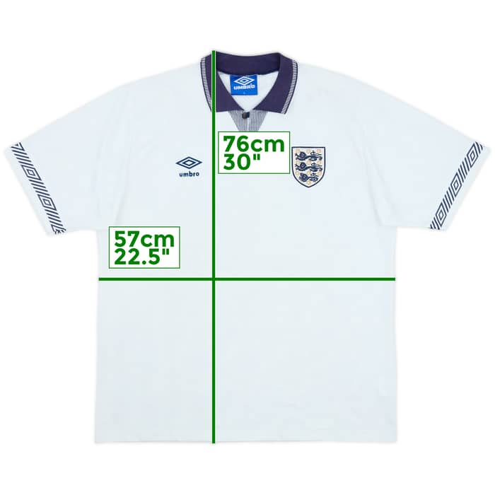 1990-92 England Home Shirt - 8/10 - (L)