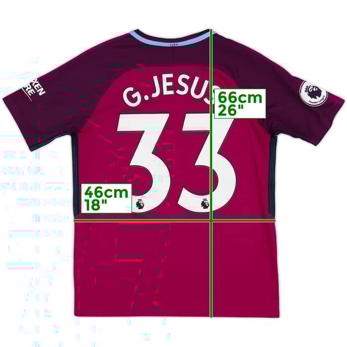 2017-18 Manchester City Away Shirt G. Jesus #33 - 7/10 - (XL.Boys)