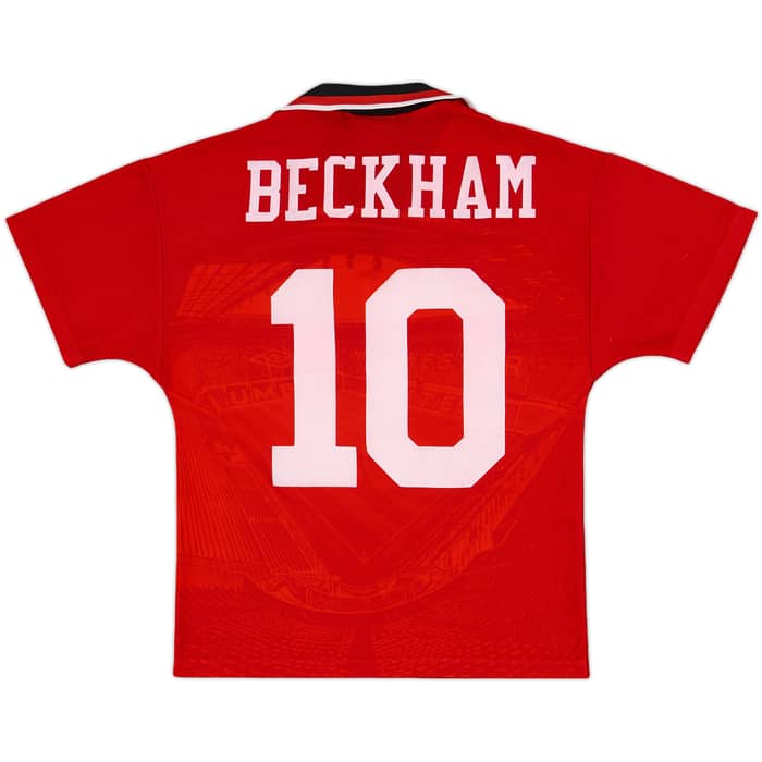 1994-96 Manchester United Home Shirt Beckham #10 - 9/10 - (L.Boys)