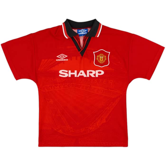 1994-96 Manchester United Home Shirt Beckham #10 - 9/10 - (L.Boys)