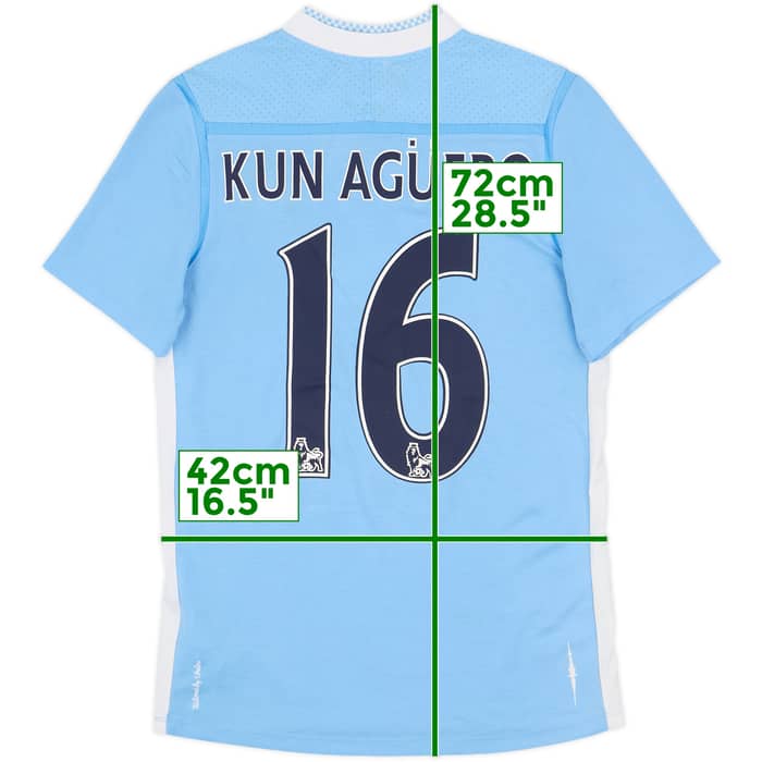 2011-12 Manchester City Home Shirt Kun Aguero #16 - 7/10 - (XS)
