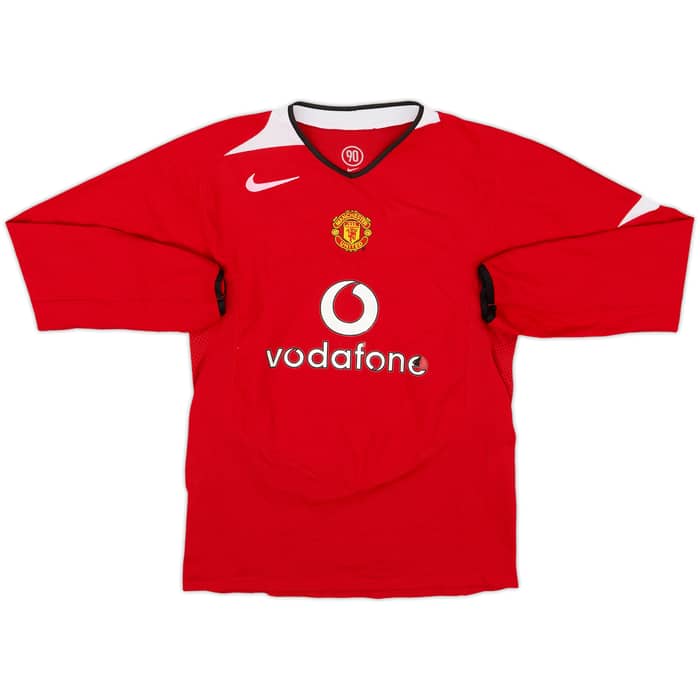 2004-06 Manchester United Home L/S Shirt - 4/10 - (L.Boys)