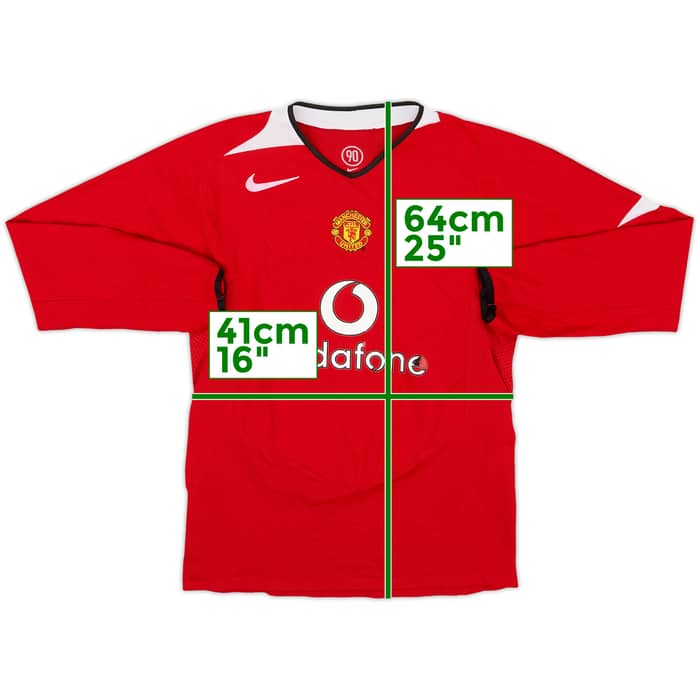 2004-06 Manchester United Home L/S Shirt - 4/10 - (L.Boys)