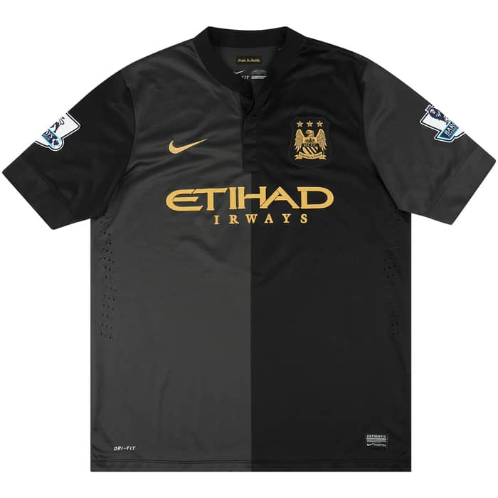2013-14 Manchester City Match Issue Away Shirt Lescott #6