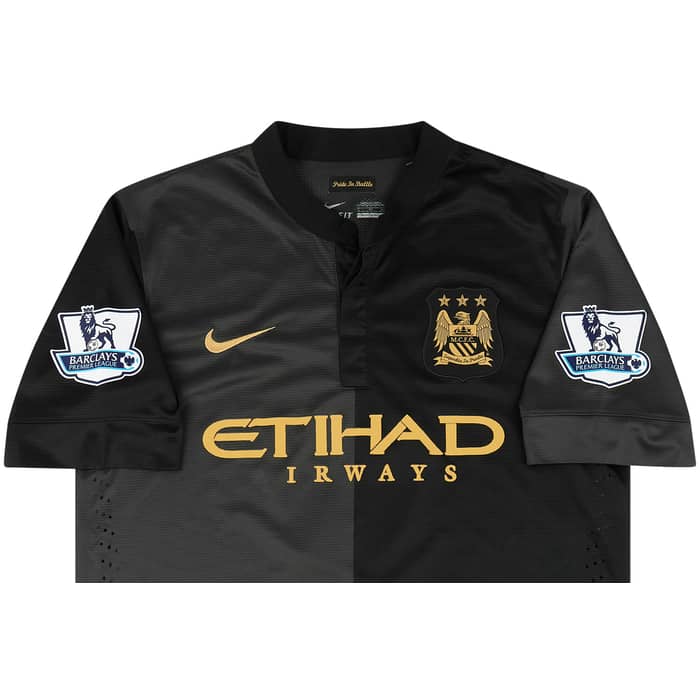 2013-14 Manchester City Match Issue Away Shirt Lescott #6