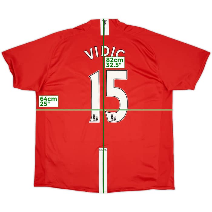 2007-09 Manchester United Home Shirt Vidic #15 - 9/10 - (3XL)