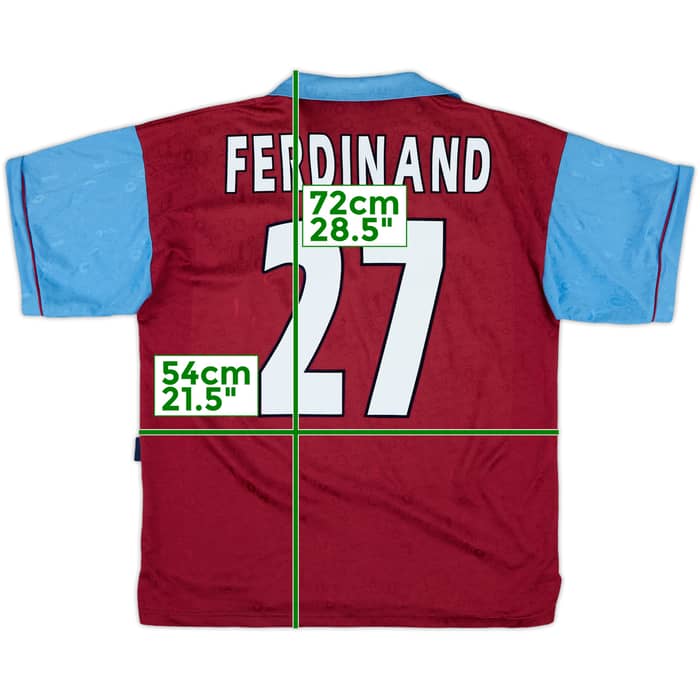 1995-97 West Ham Centenary Home Shirt Ferdinand #27 - 5/10 - (M)