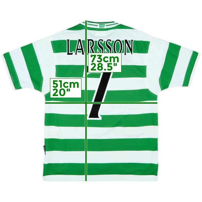 1999-01 Celtic Home Shirt Larsson #7 - 7/10 - (M)