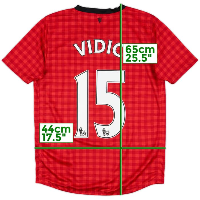 2012-13 Manchester United Home Shirt Vidic #15 - 8/10 - (L.Boys)