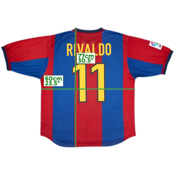 1998-00 Barcelona Home Shirt Rivaldo #11 - 8/10 - (L)