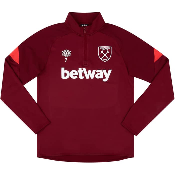 2021-22 West Ham Player Issue 1/4 Zip Training Top #