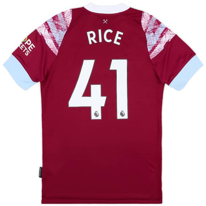 2022-23 West Ham Home Shirt Rice #41 - As New