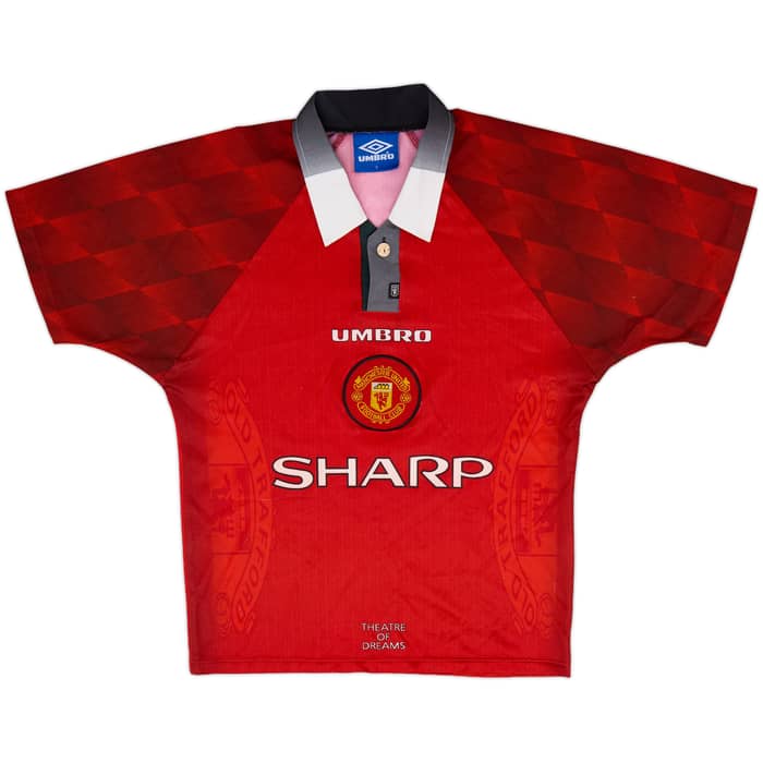 1996-98 Manchester United Home Shirt & Shorts - 8/10 - (Y)