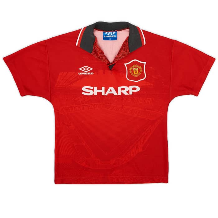 1994-96 Manchester United Home Shirt Sharpe #5 - 8/10 - (L.Boys)