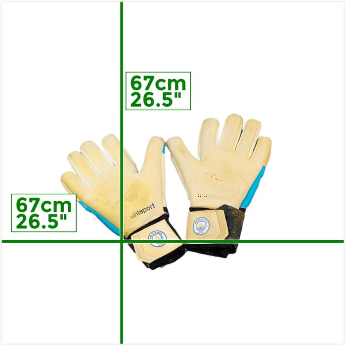 2020-21 Manchester City Match Worn Uhlsport ABSOLUTGRIP GK Gloves (Ederson)