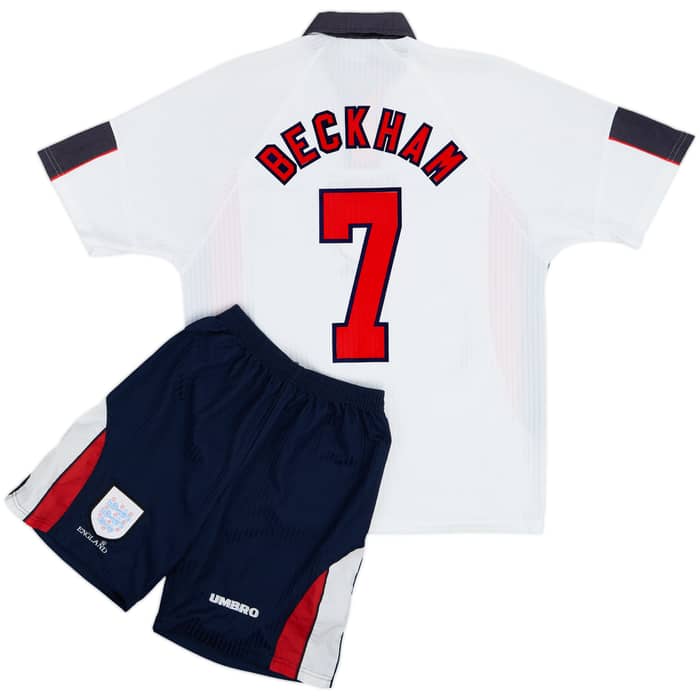 1997-99 England Home Full Kit Beckham #7 - 6/10 - (L)