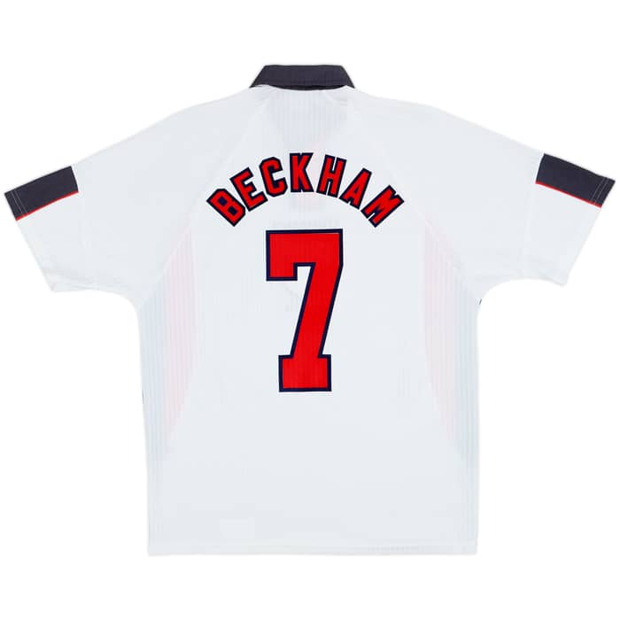 1997-99 England Home Full Kit Beckham #7 - 6/10 - (L)