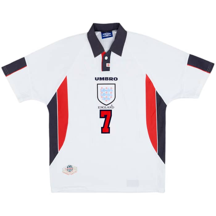 1997-99 England Home Full Kit Beckham #7 - 6/10 - (L)