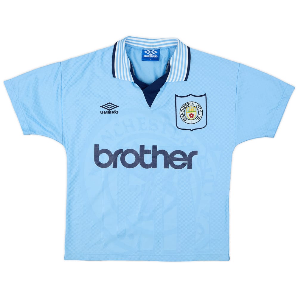 1995-97 Manchester City Home Shirt - 7/10 - (XL.Boys)