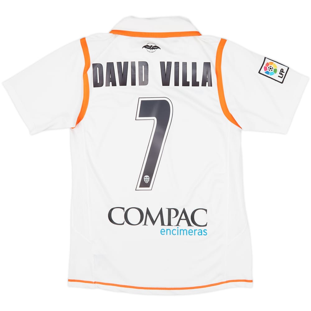 Valencia David Villa 7 Home Football Shirt 2007/08 Adults