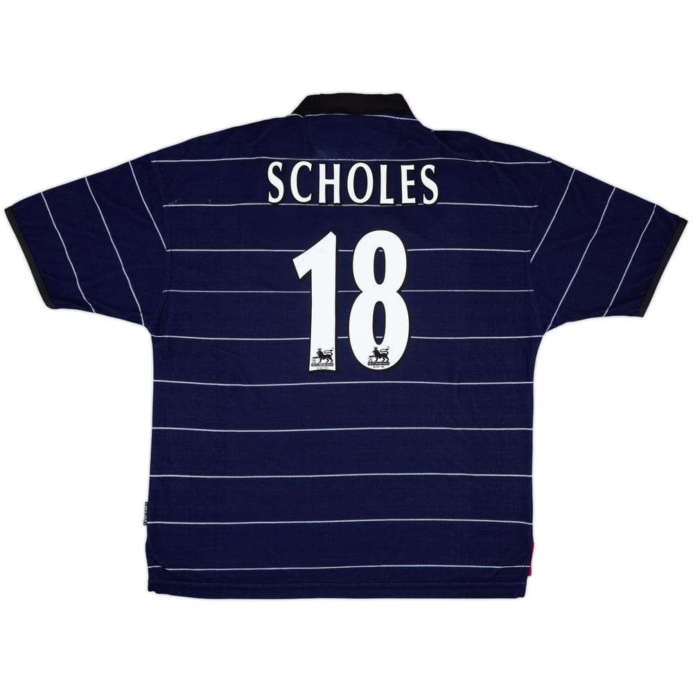1999-00 Manchester United Away Shirt Scholes #18 (XXL)