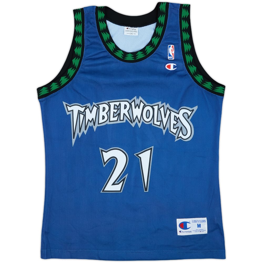 1996-07 Minnesota Timberwolves Garnett #21 Champion Away Jersey - 9/10 - (M)